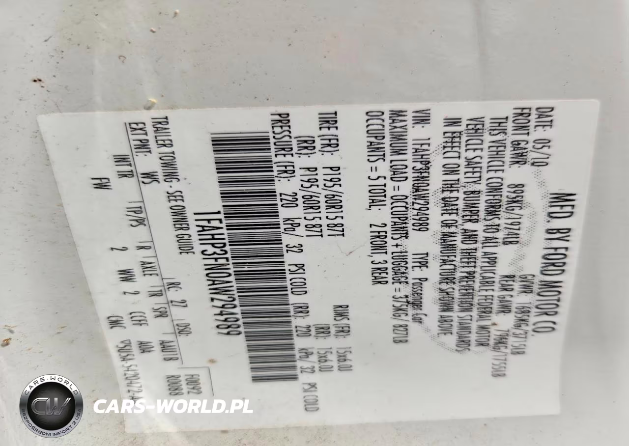 2010 Ford Focus Se VIN:1FAHP3FN0AW294989 - 12