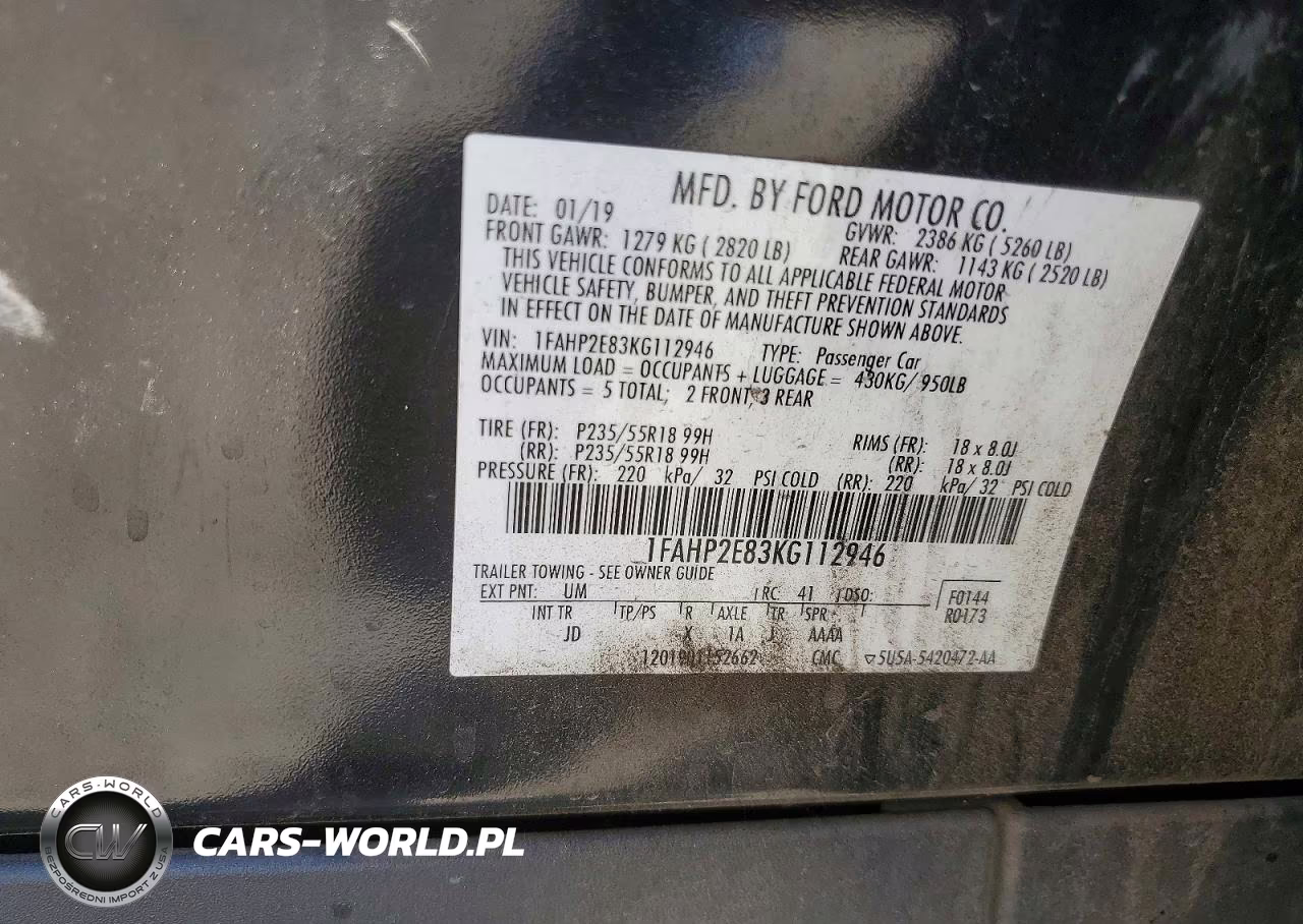 2019 Ford Taurus Sel VIN:1FAHP2E83KG112946 - 12