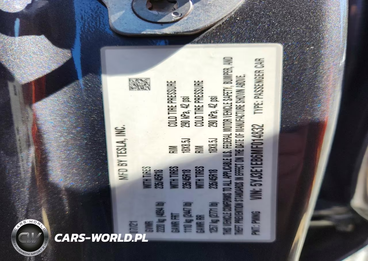 2021 Tesla Model 3 VIN:5YJ3E1EB6MF014832 - 12