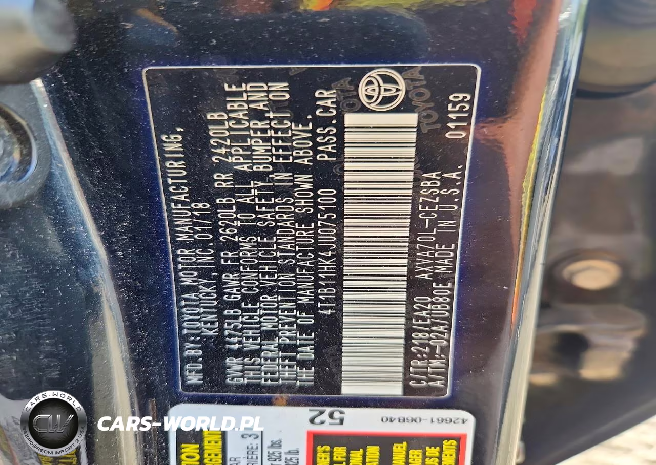 2018 Toyota Camry Se VIN:4T1B11HK4JU075100 - 13