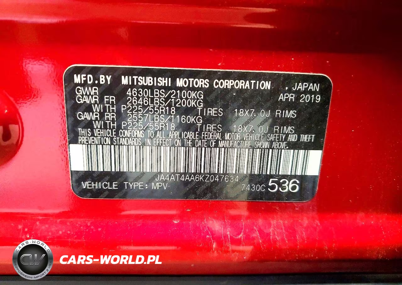 2019 Mitsubishi Eclipse Cross Le VIN:JA4AT4AA6KZ047634 - 13