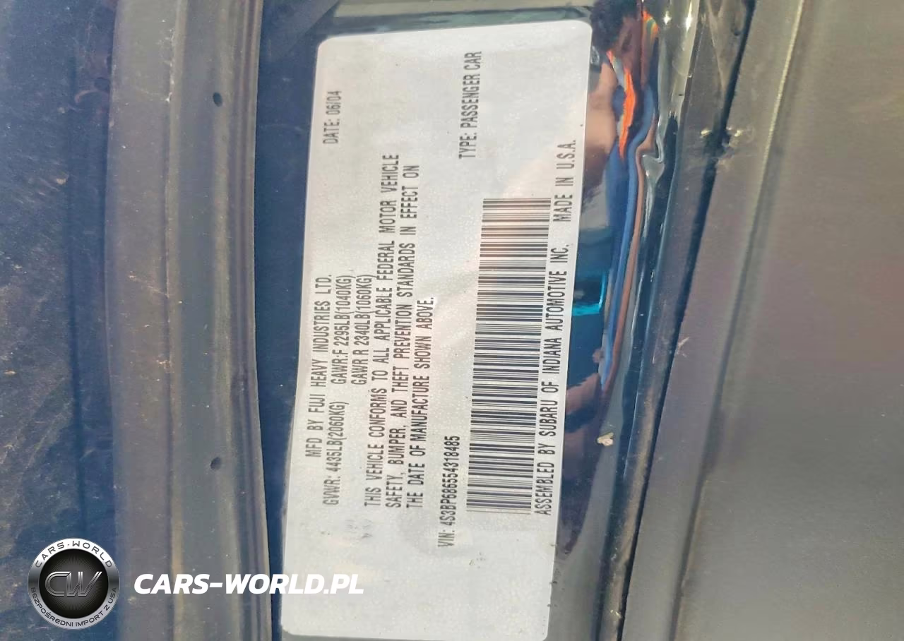 2005 Subaru Legacy Gt VIN:4S3BP686554318485 - 13