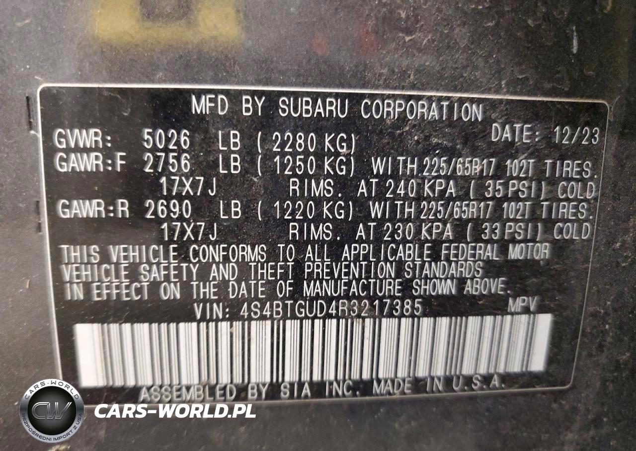 2024 Subaru Outback Wilderness VIN:4S4BTGUD4R3217385 - 14