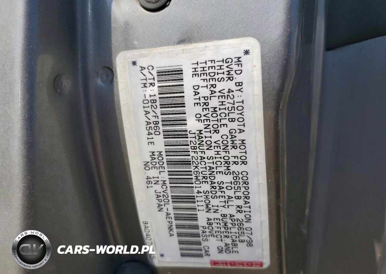 1998 Toyota Camry VIN:JT2BF22K6W0141111 - 12