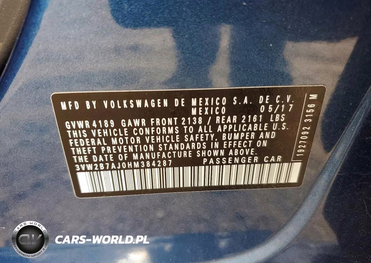 2017 Volkswagen Jetta S VIN:3VW2B7AJ0HM384287 - 12