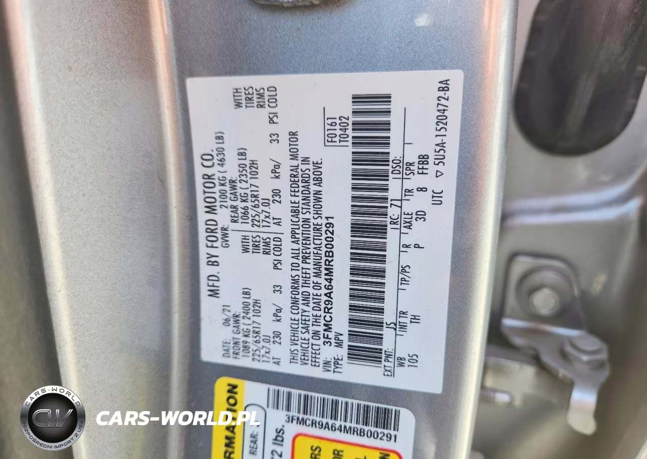 2021 Ford Bronco Sport VIN:3FMCR9A64MRB00291 - 13