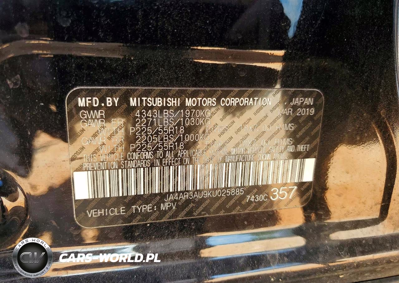 2019 Mitsubishi Outlander Sport Es VIN:JA4AR3AU9KU025885 - 13