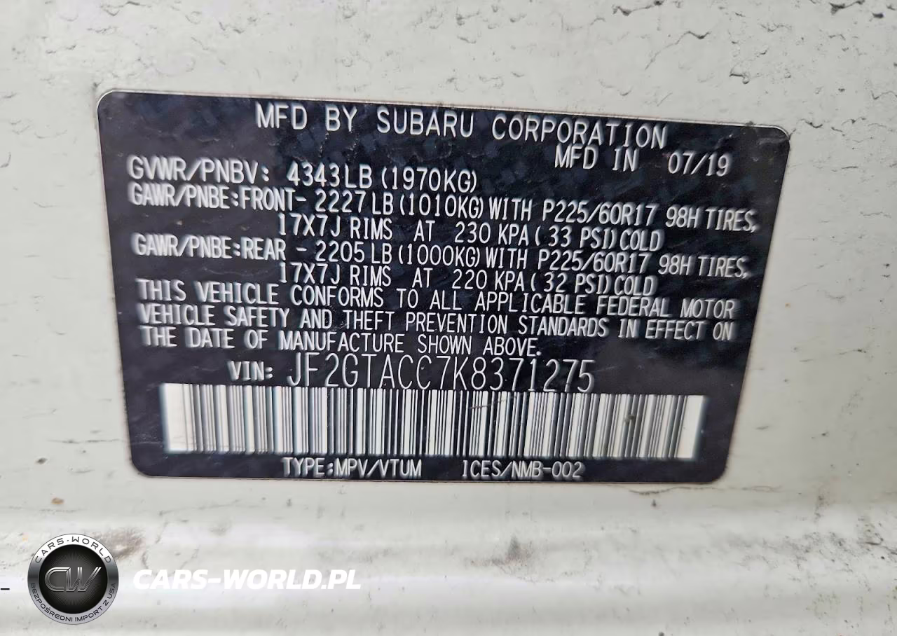 2019 Subaru Crosstrek Premium VIN:JF2GTACC7K8371275 - 13