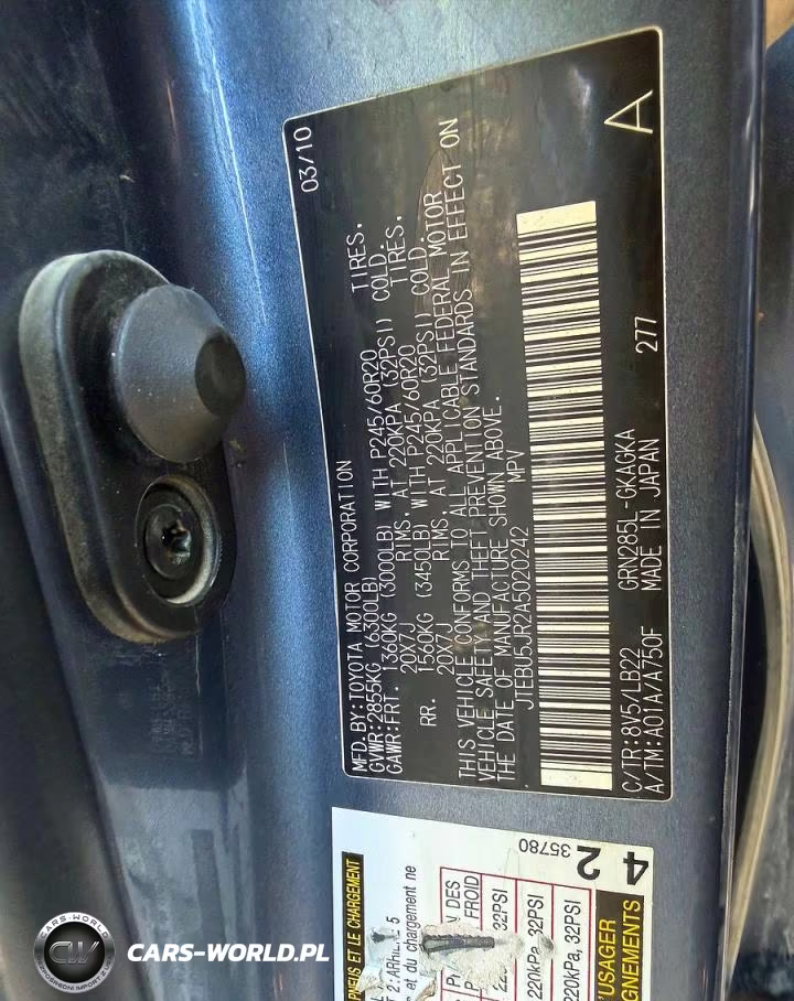 2010 Toyota 4Runner Limited VIN:JTEBU5JR2A5020242 - 10