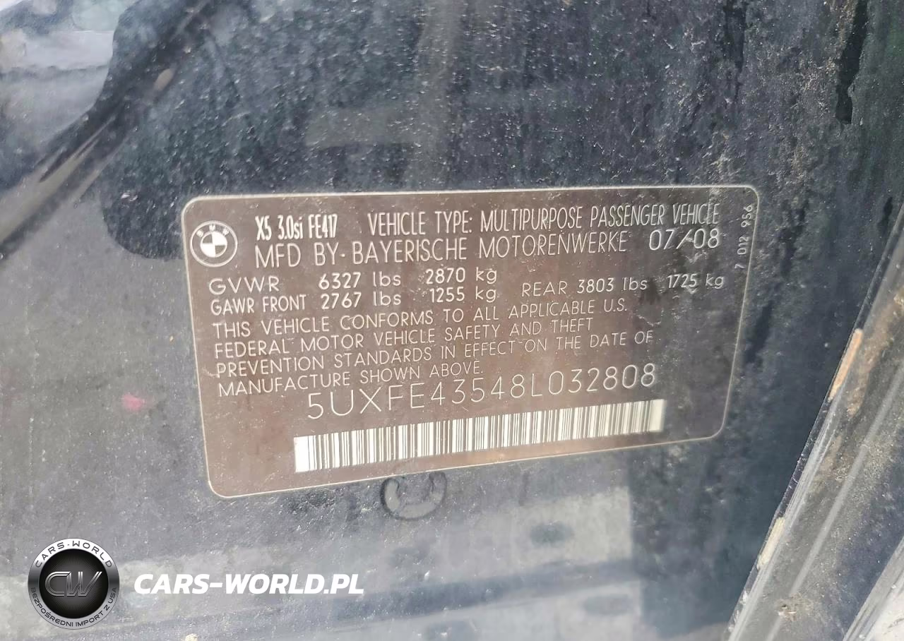 2008 BMW X5 3.0I VIN:5UXFE43548L032808 - 13