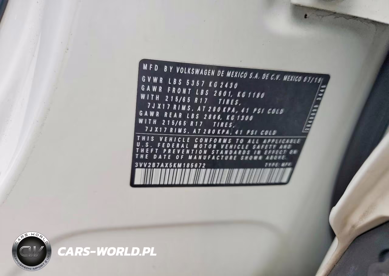 2019 Volkswagen Tiguan Se VIN:3VV2B7AX5KM185672 - 13