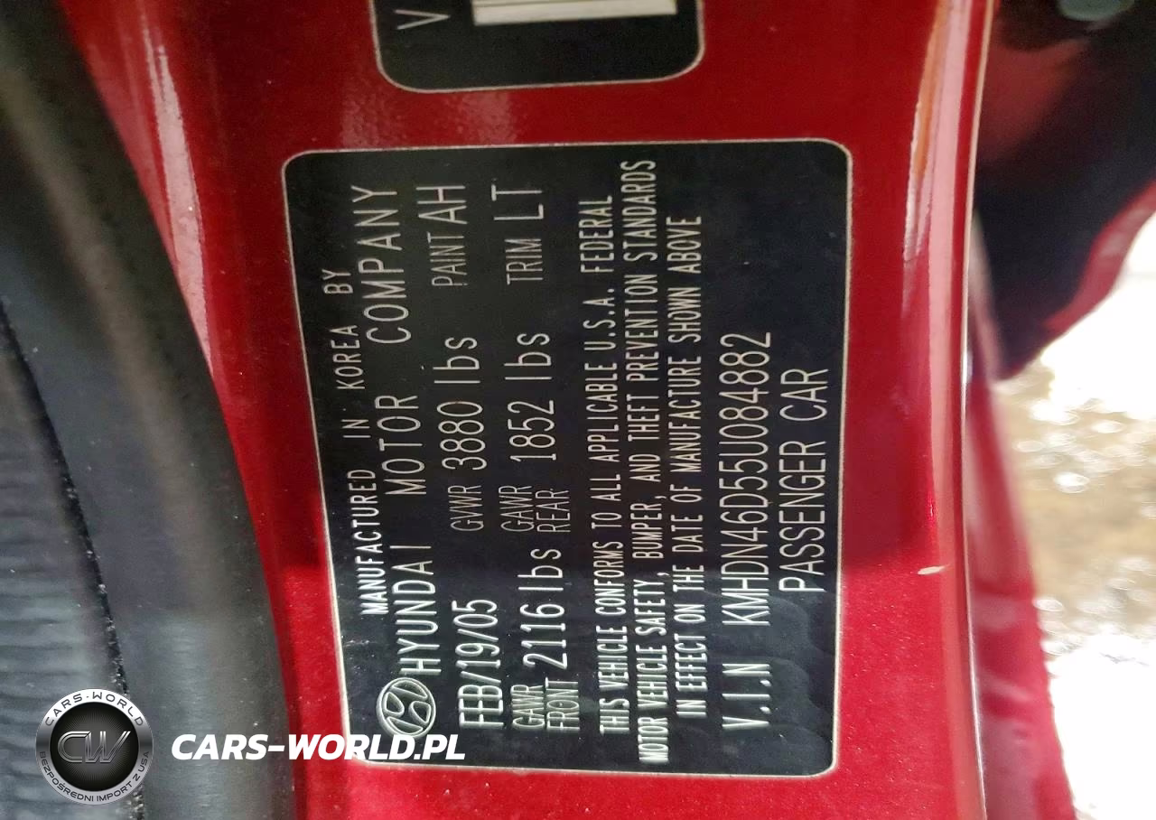 2005 Hyundai Elantra Gls VIN:KMHDN46D55U084882 - 12