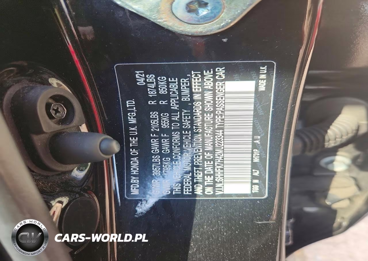 2021 Honda Civic Sport VIN:SHHFK7H42MU223344 - 12