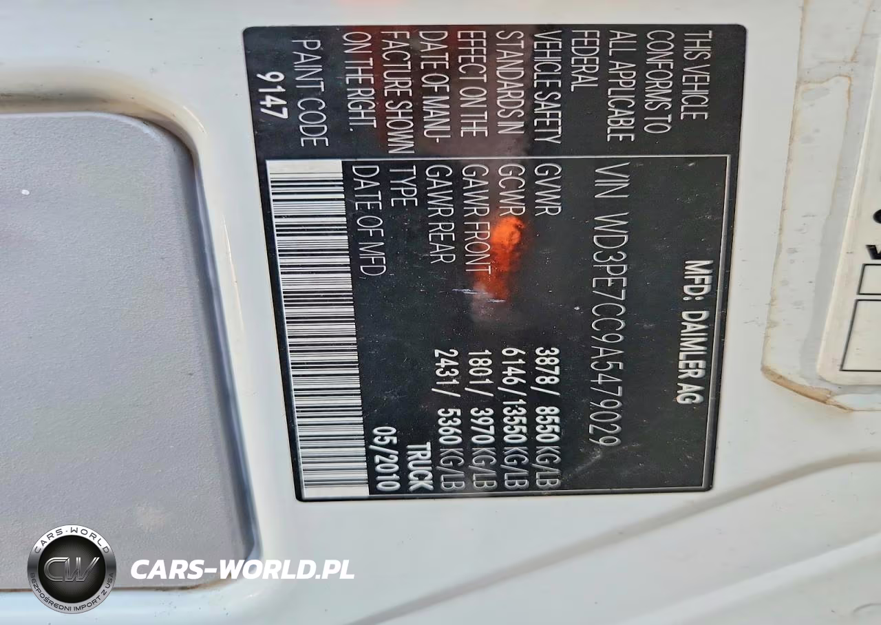 2010 Mercedes-Benz Sprinter 2500 VIN:WD3PE7CC9A5479029 - 13