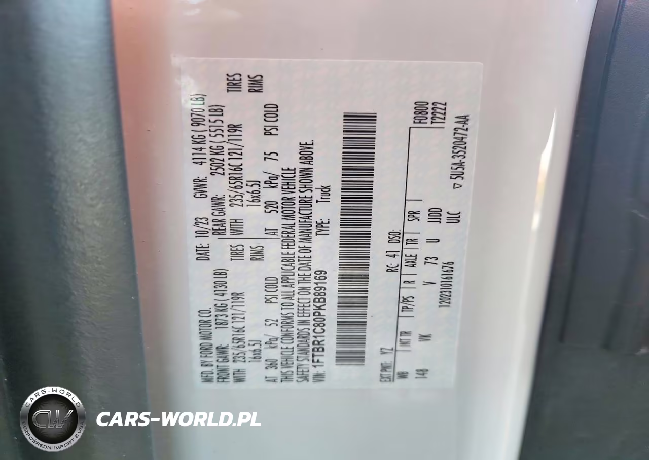 2023 Ford Transit T-250 Delivery Van VIN:1FTBR1C80PKB89169 - 14