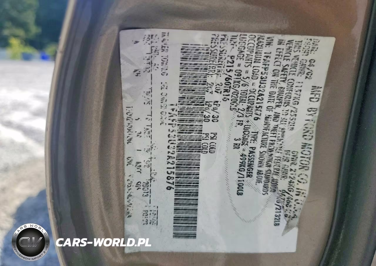 2002 Ford Taurus Se VIN:1FAFP53U32A215876 - 12