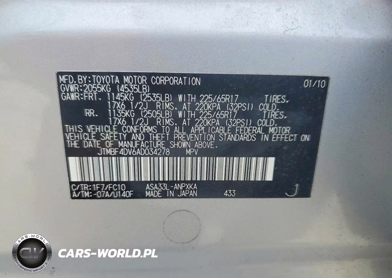 2010 Toyota Rav4 Base VIN:JTMBF4DV6AD034278 - 13