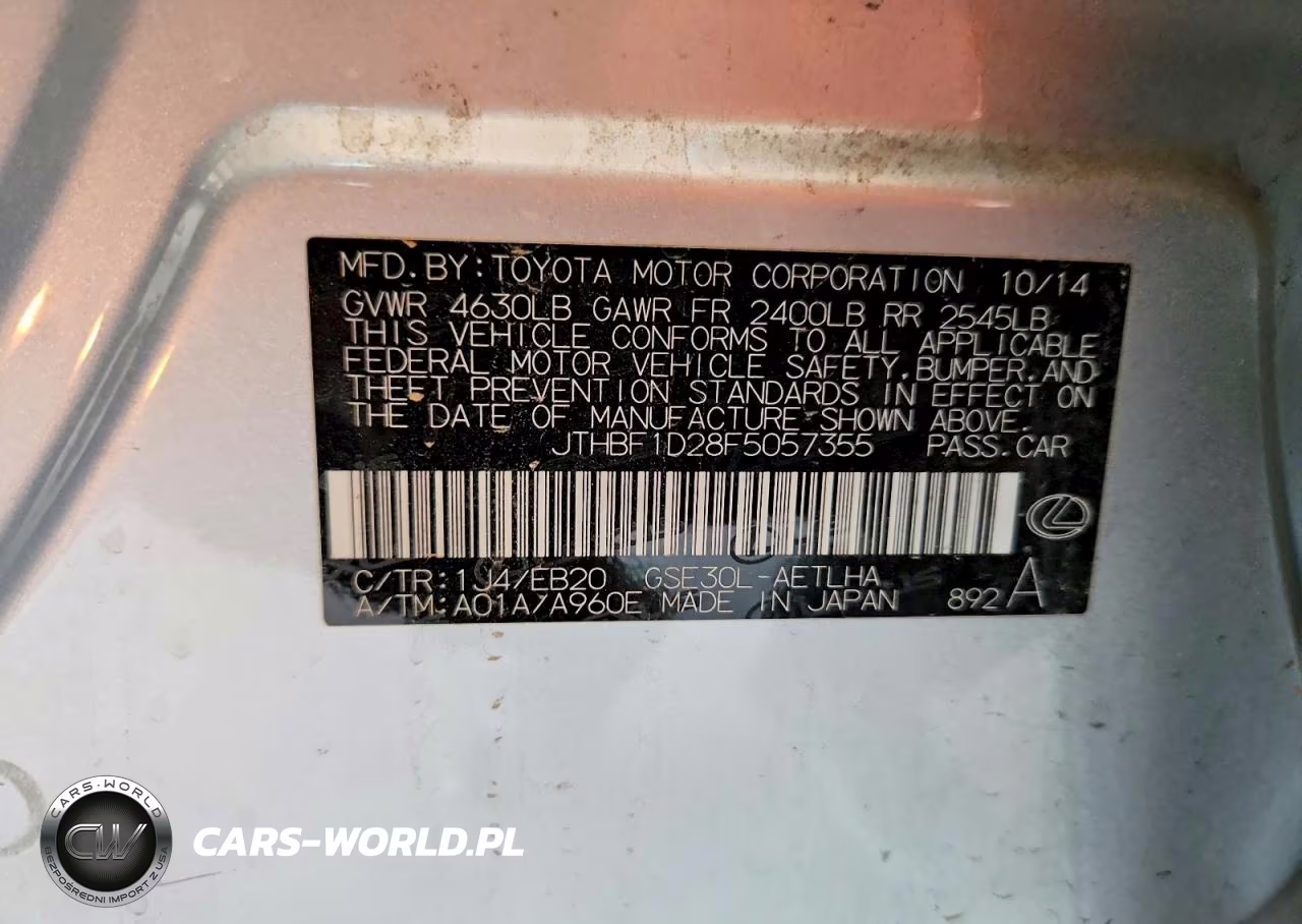 2015 Lexus Is 250 VIN:JTHBF1D28F5057355 - 12