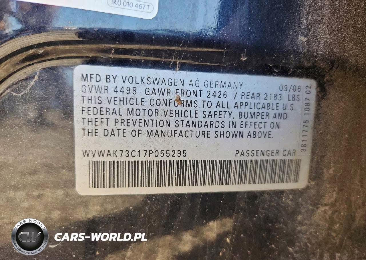 2007 Volkswagen Passat 2.0T VIN:WVWAK73C17P055295 - 12