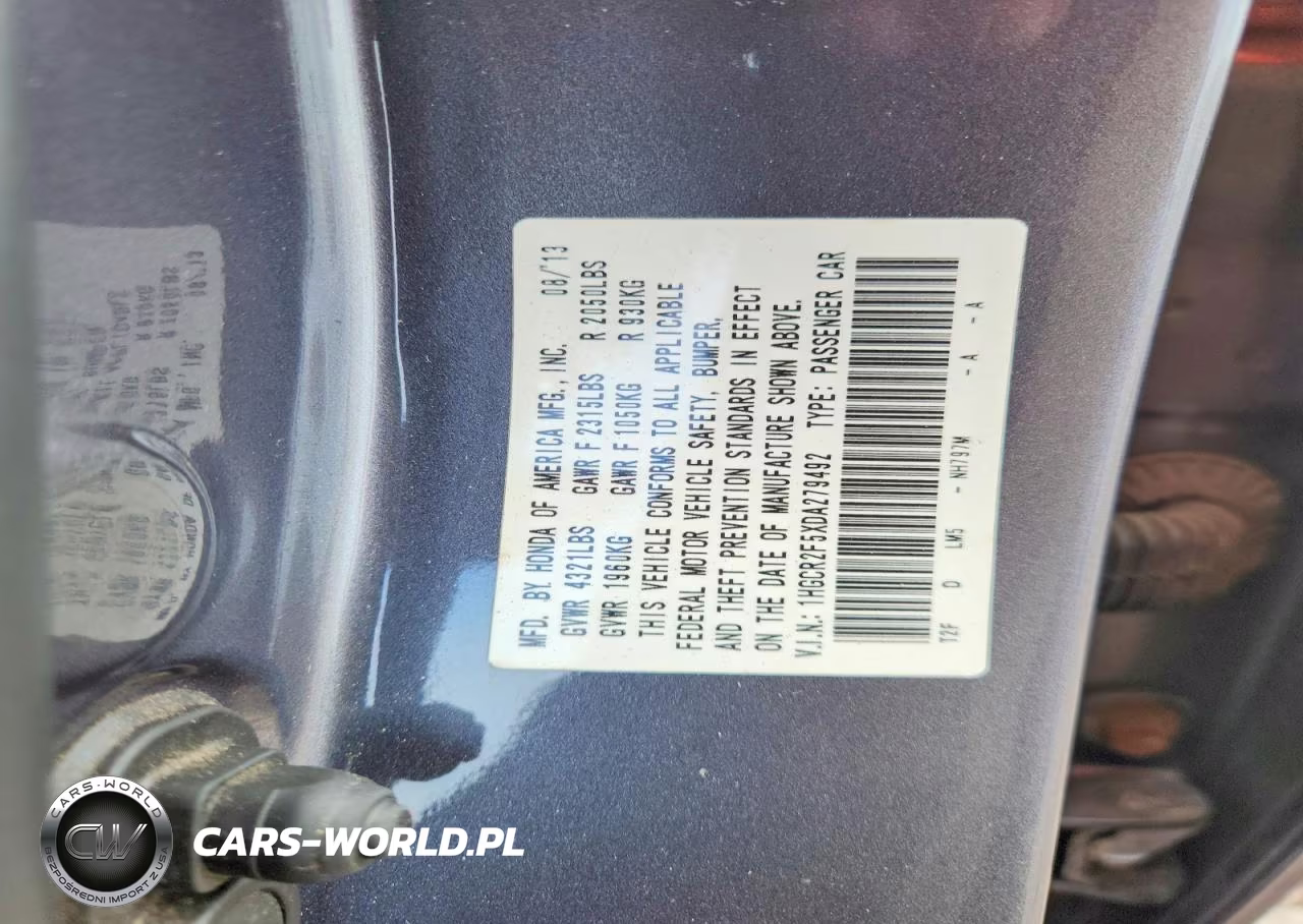 2013 Honda Accord Sport VIN:1HGCR2F5XDA279492 - 13