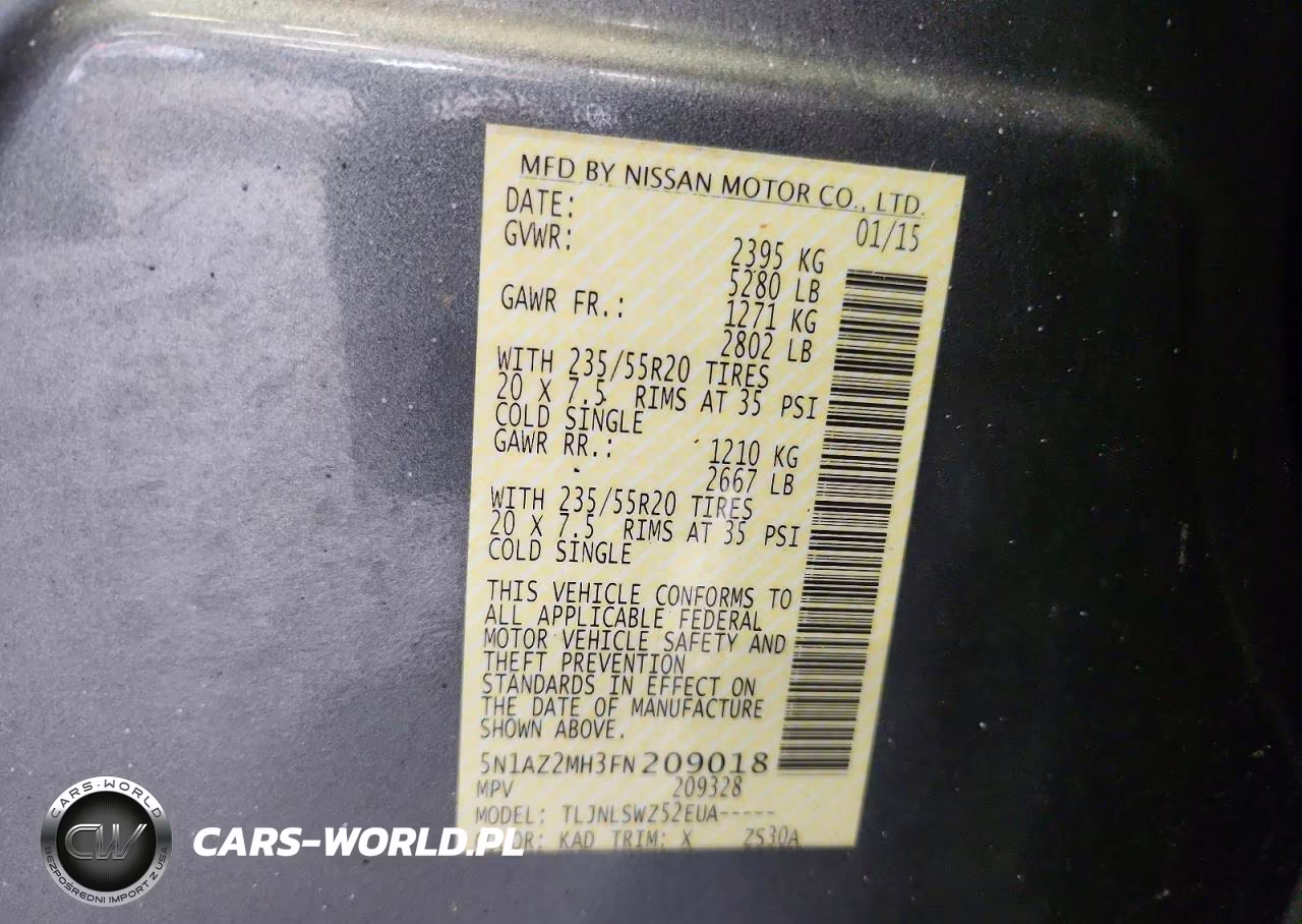 2015 Nissan Murano Platinum VIN:5N1AZ2MH3FN209018 - 13