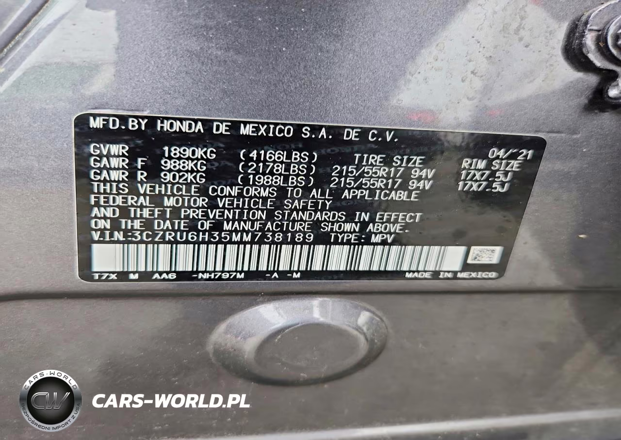 2021 Honda Hr-V Lx VIN:3CZRU6H35MM738189 - 14