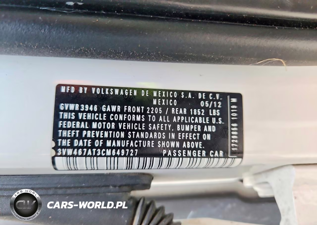 2012 Volkswagen Beetle Turbo VIN:3VW467AT3CM649727 - 12