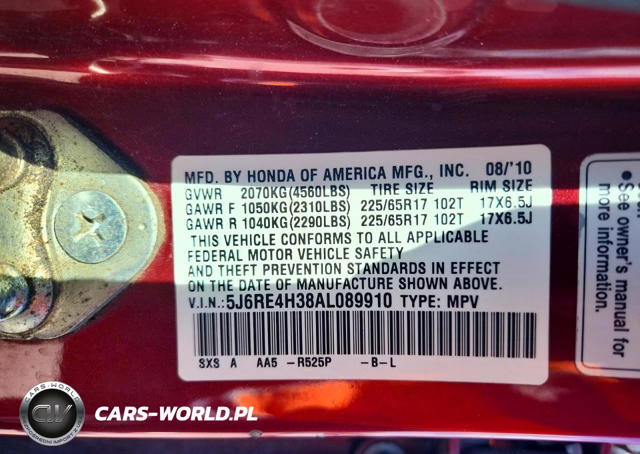 2010 Honda Cr-V Lx VIN:5J6RE4H38AL089910 - 13