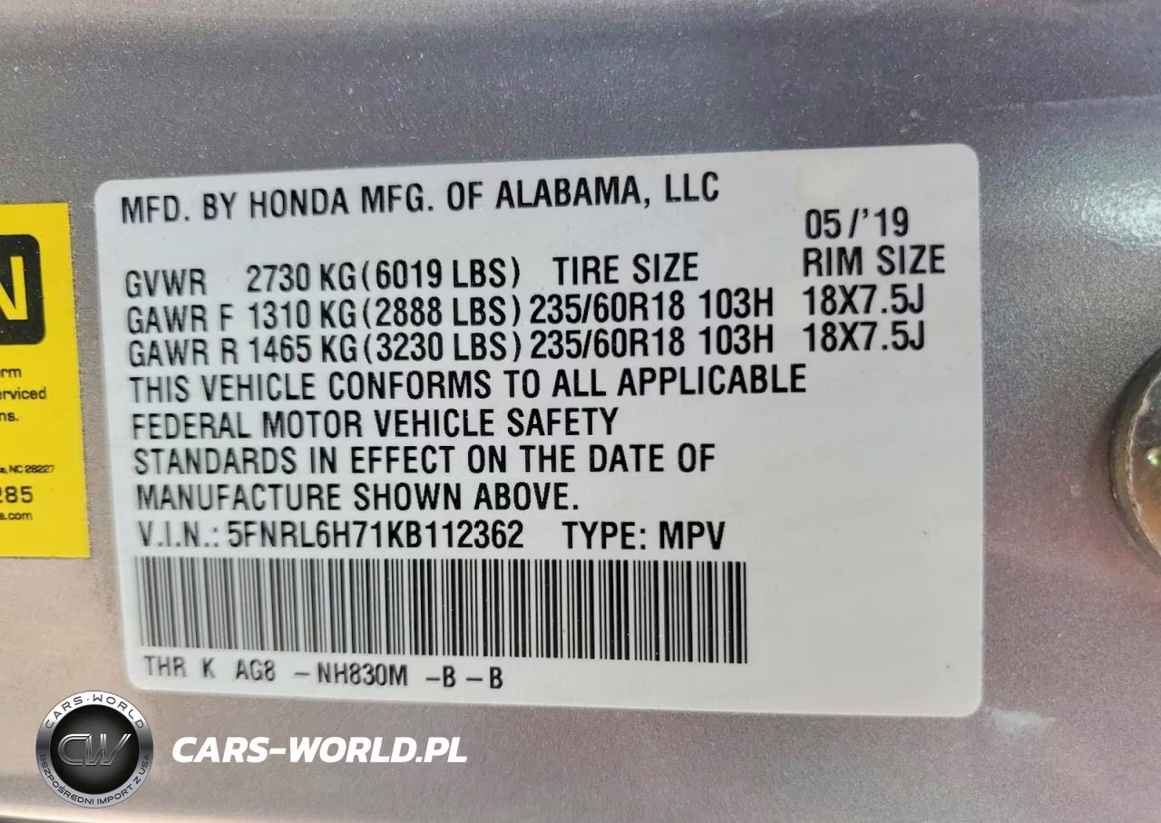 2019 Honda Odyssey Exl VIN:5FNRL6H71KB112362 - 13