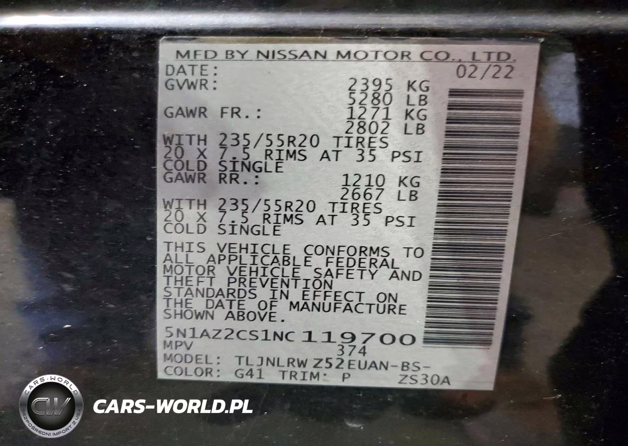 2022 Nissan Murano Sl VIN:5N1AZ2CS1NC119700 - 12