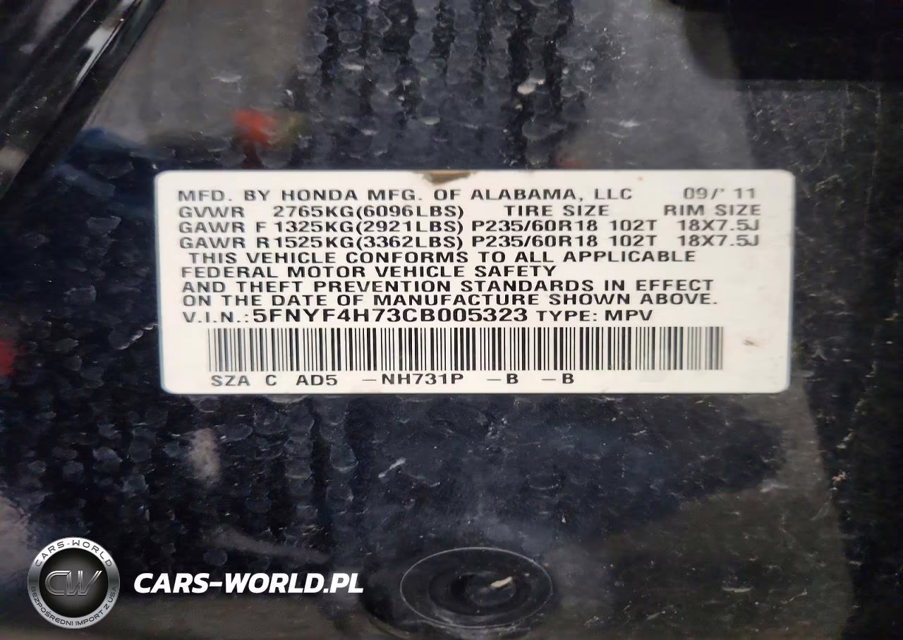2012 Honda Pilot Exln VIN:5FNYF4H73CB005323 - 13