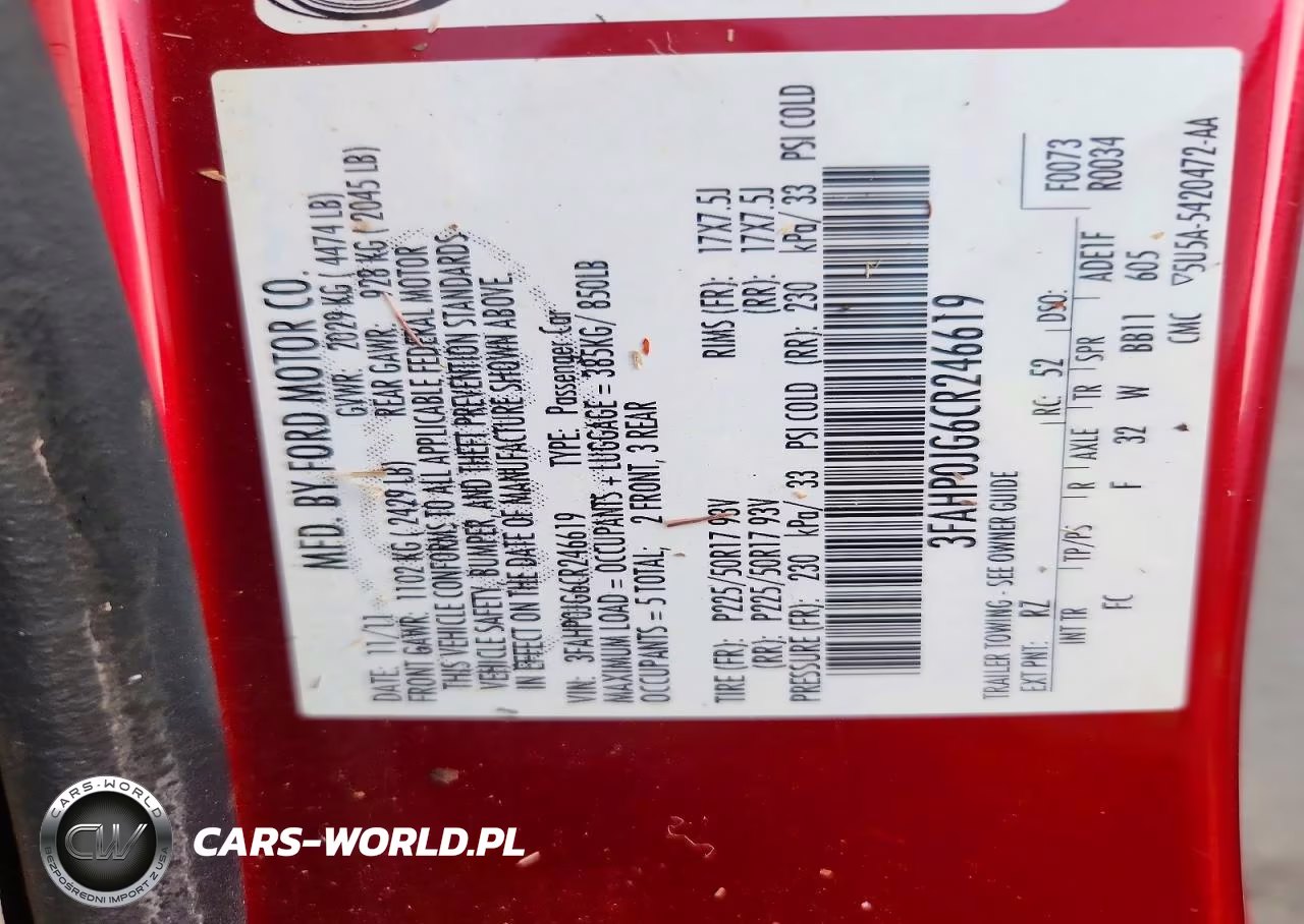 2012 Ford Fusion Sel VIN:3FAHP0JG6CR246619 - 13