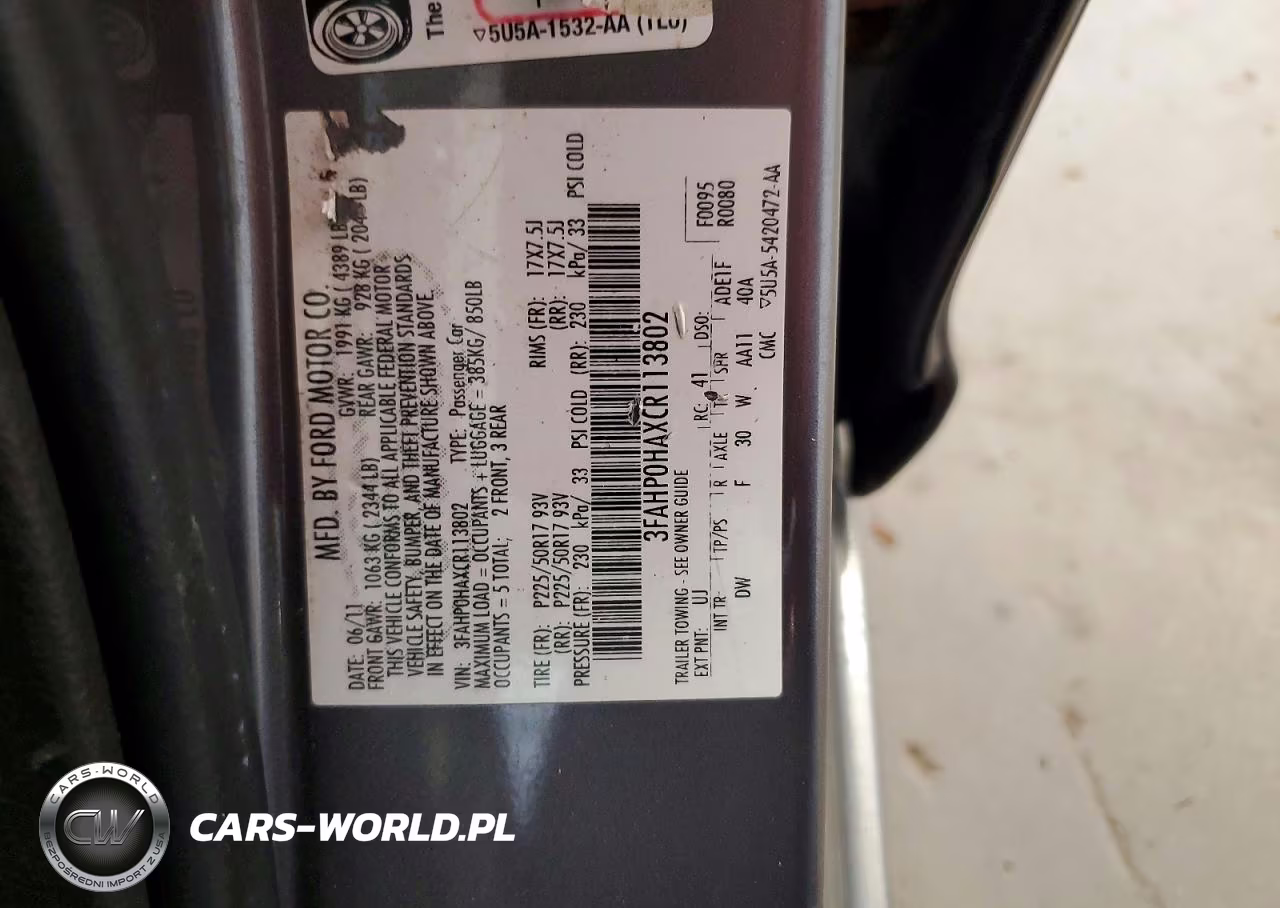 2012 Ford Fusion Se VIN:3FAHP0HAXCR113802 - 12