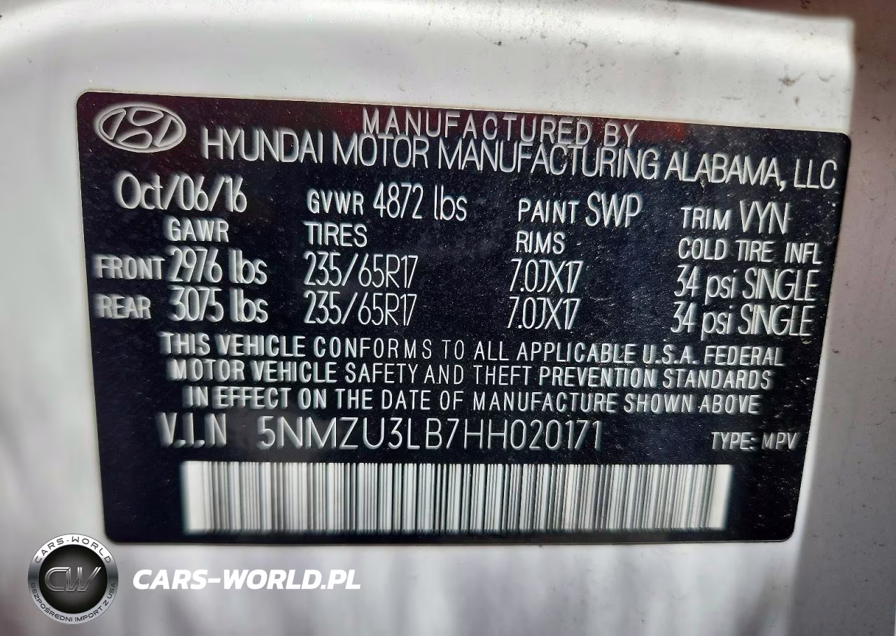2017 Hyundai Santa Fe Sport 2.4L VIN:5NMZU3LB7HH020171 - 13