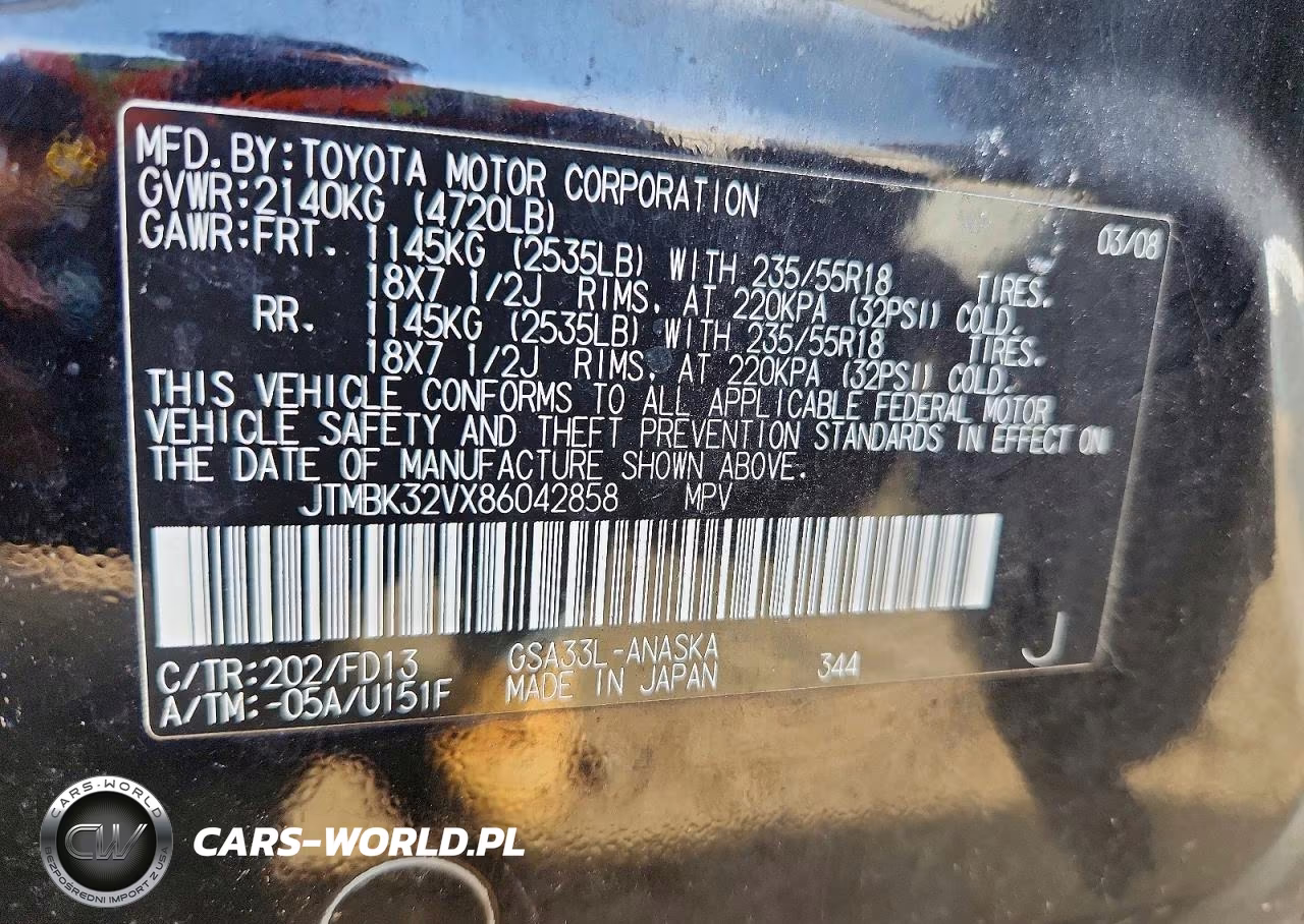 2008 Toyota Rav4 Sport VIN:JTMBK32VX86042858 - 13