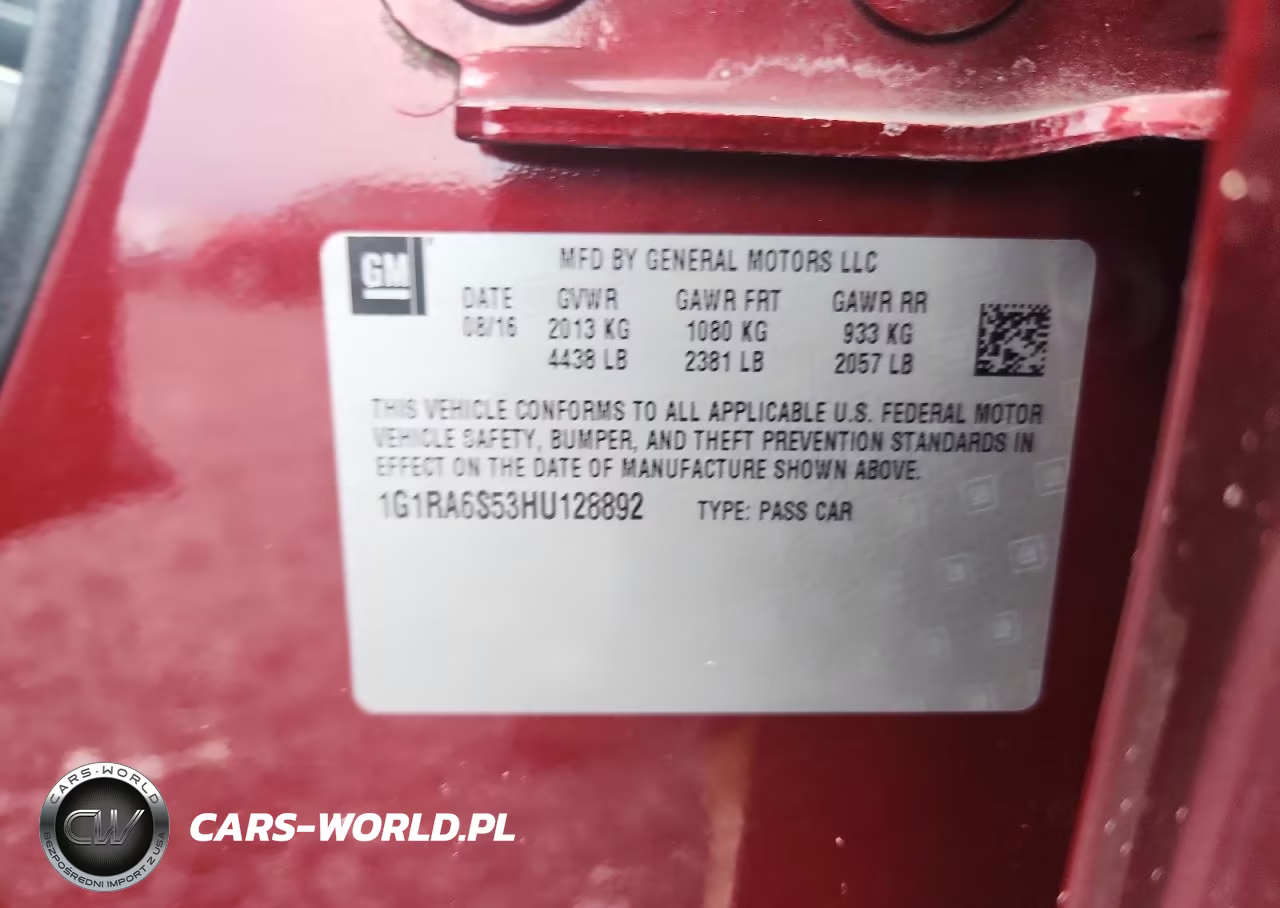 2017 Chevrolet Volt Lt VIN:1G1RA6S53HU128892 - 12