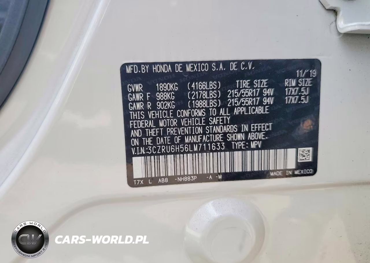2020 Honda Hr-V Ex VIN:3CZRU6H56LM711633 - 12