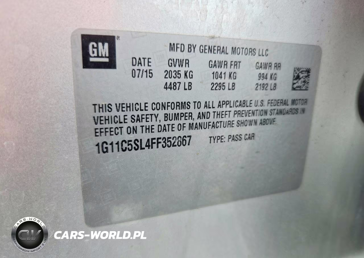 2015 Chevrolet Malibu 1Lt VIN:1G11C5SL4FF352867 - 12