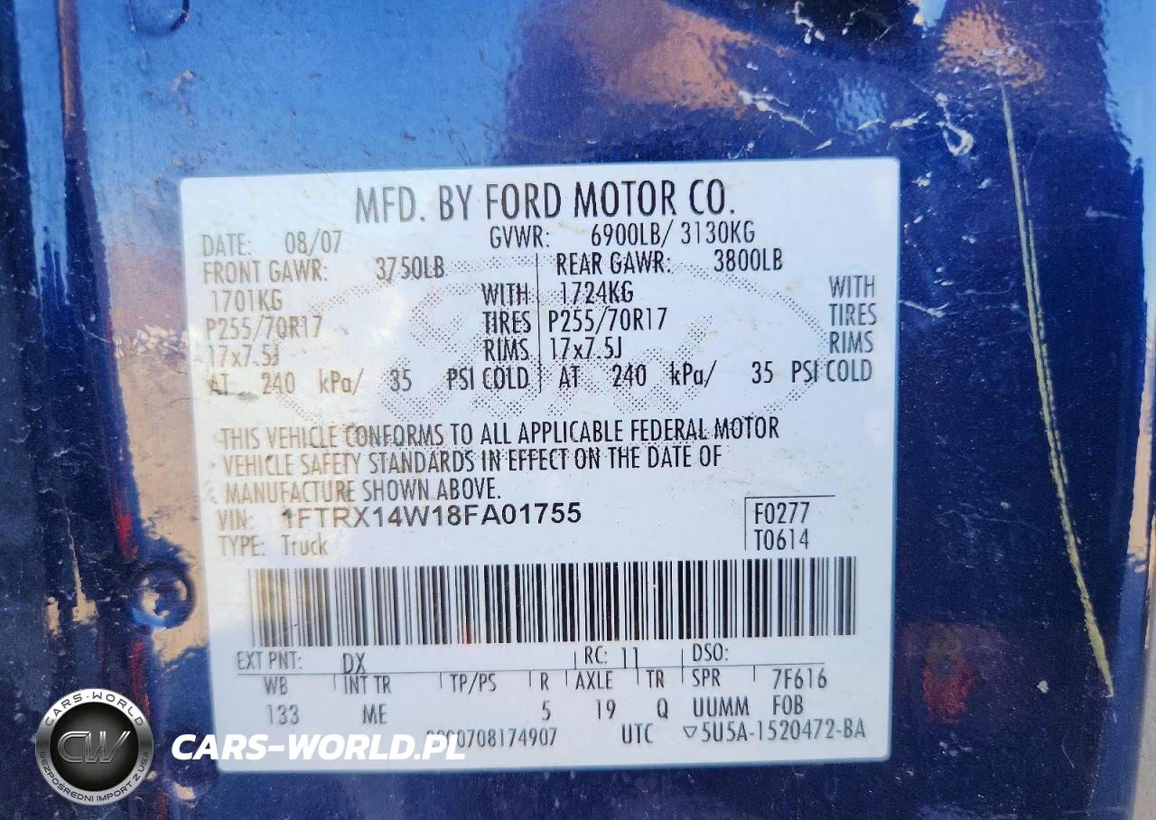 2008 Ford F150 VIN:1FTRX14W18FA01755 - 12