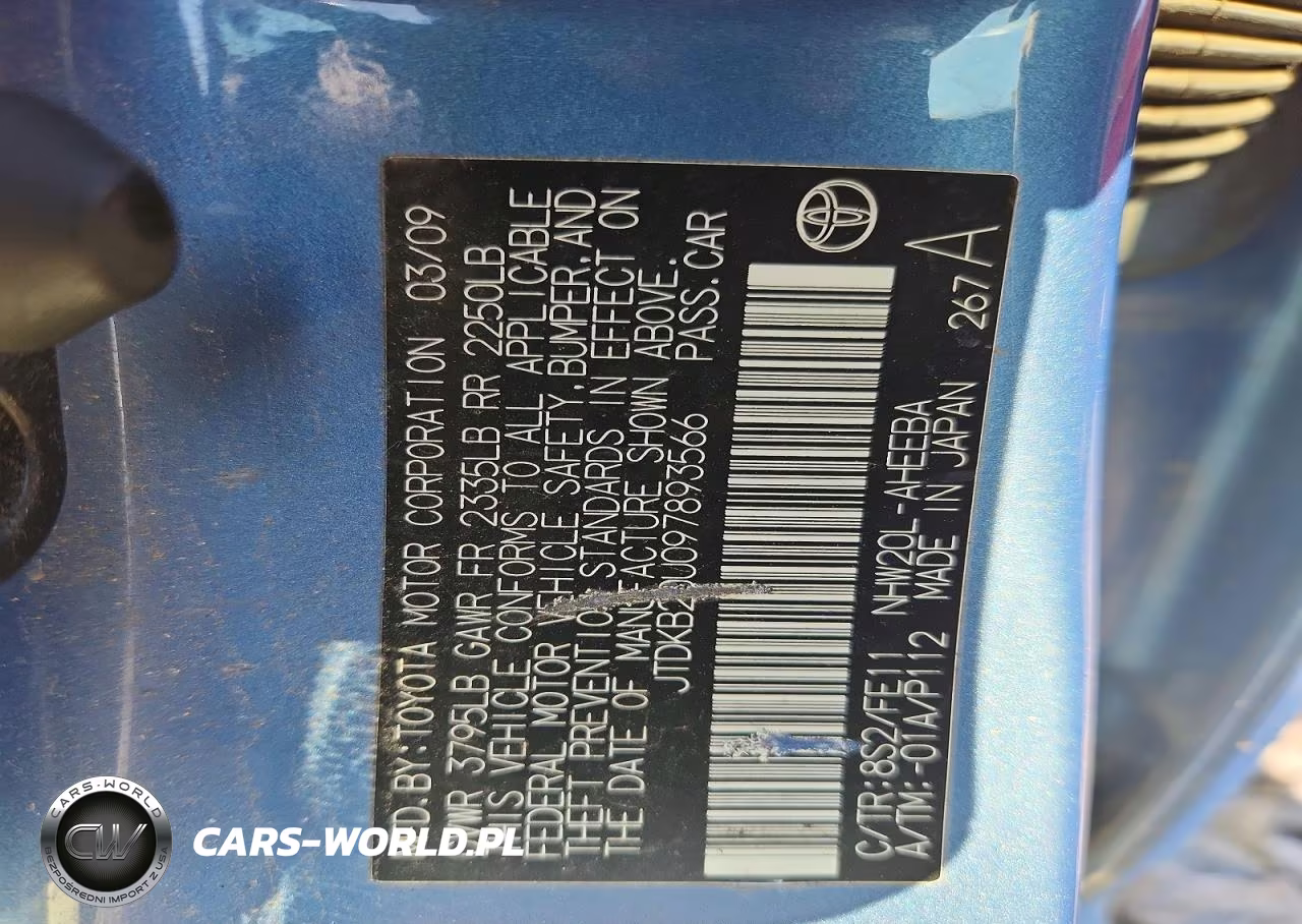 2009 Toyota Prius Base VIN:JTDKB20U097893566 - 12