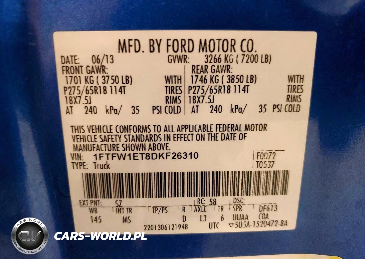 2013 Ford F150 Supercrew VIN:1FTFW1ET8DKF26310 - 12
