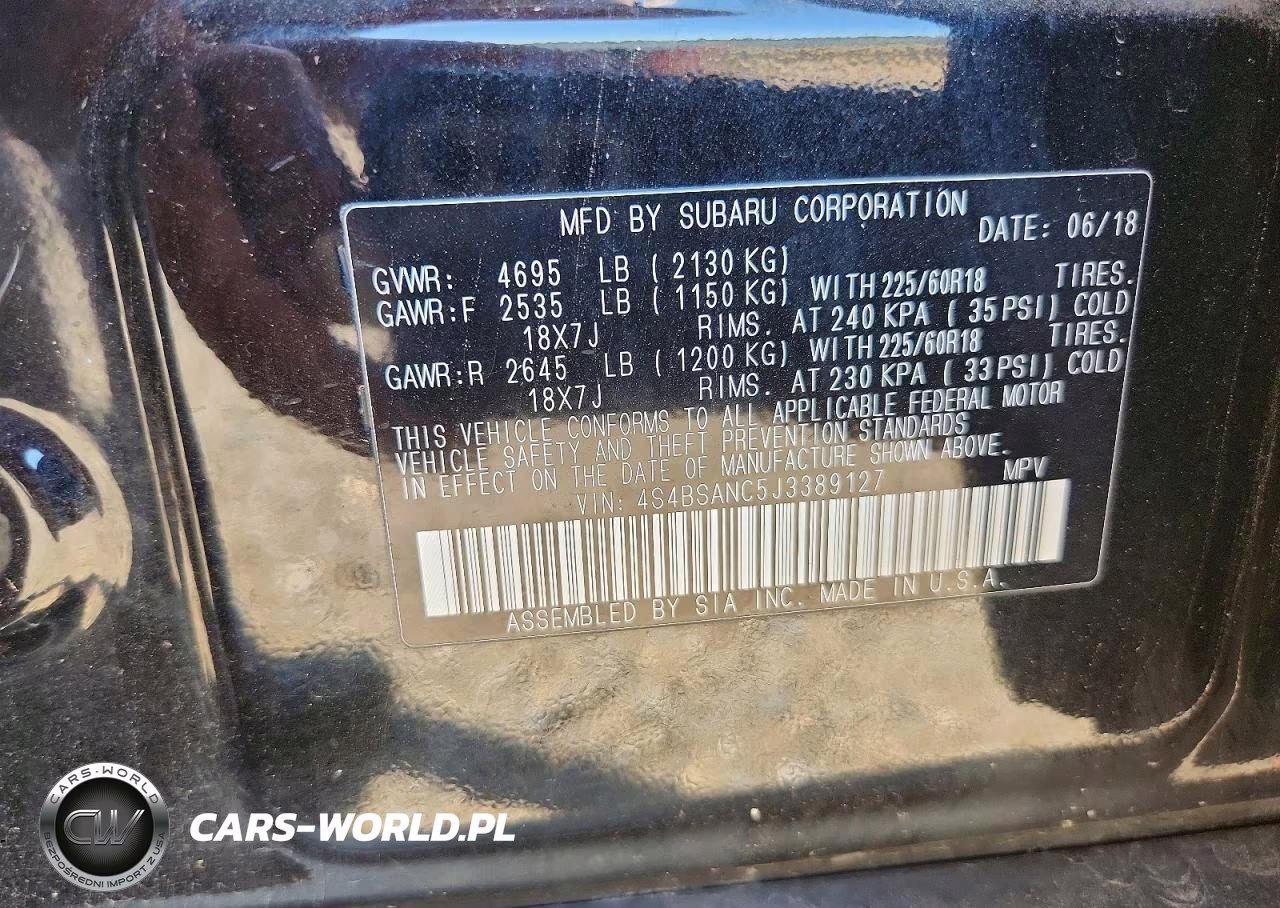2018 Subaru Outback 2.5I Limited VIN:4S4BSANC5J3389127 - 13