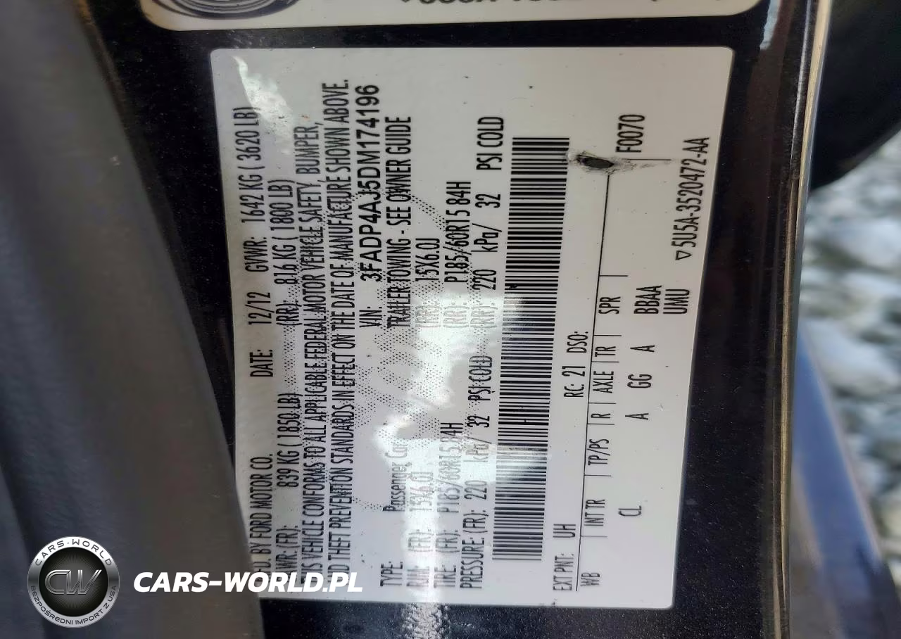 2013 Ford Fiesta S VIN:3FADP4AJ5DM174196 - 12