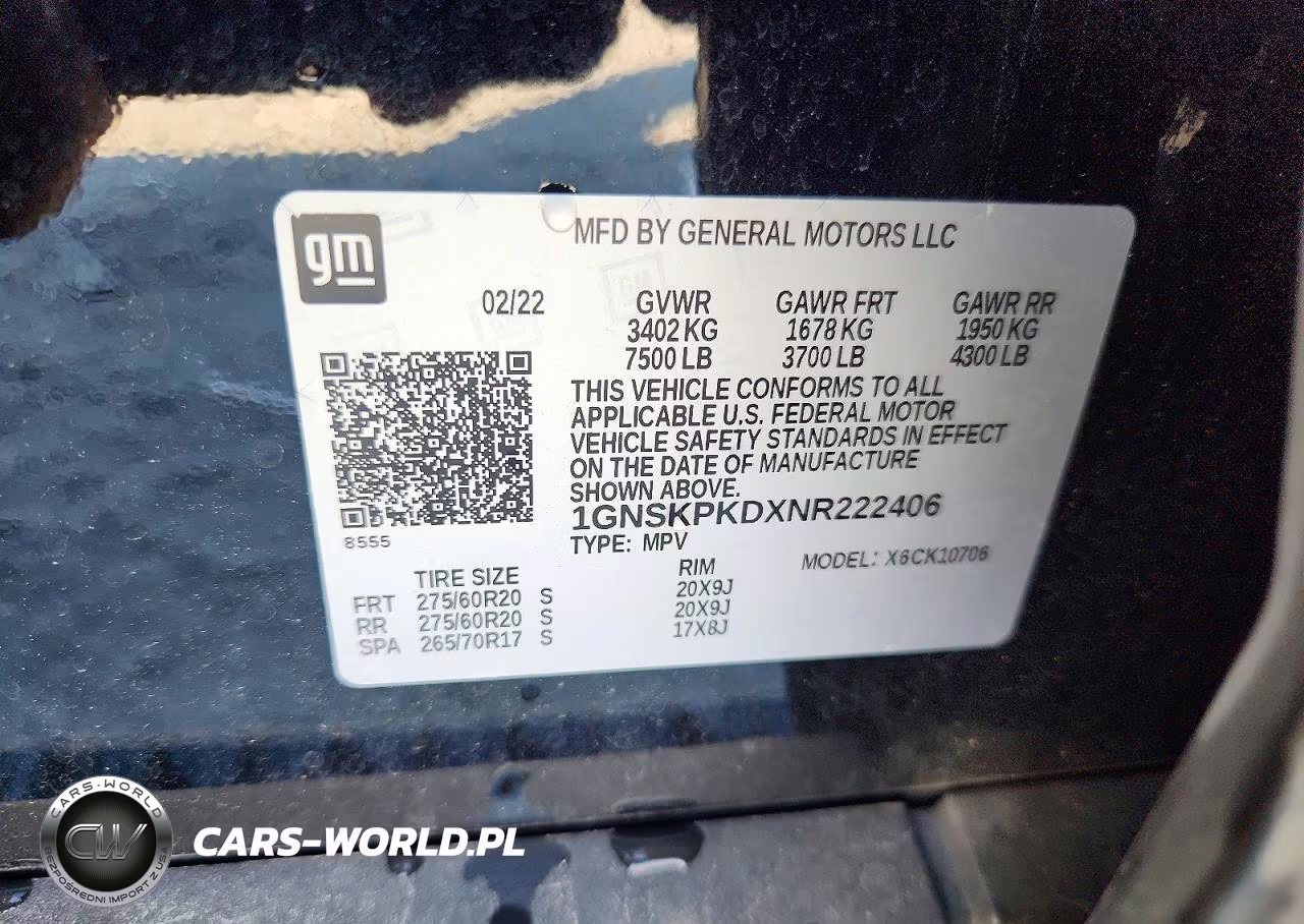 2022 Chevrolet Tahoe K1500 Z71 VIN:1GNSKPKDXNR222406 - 13