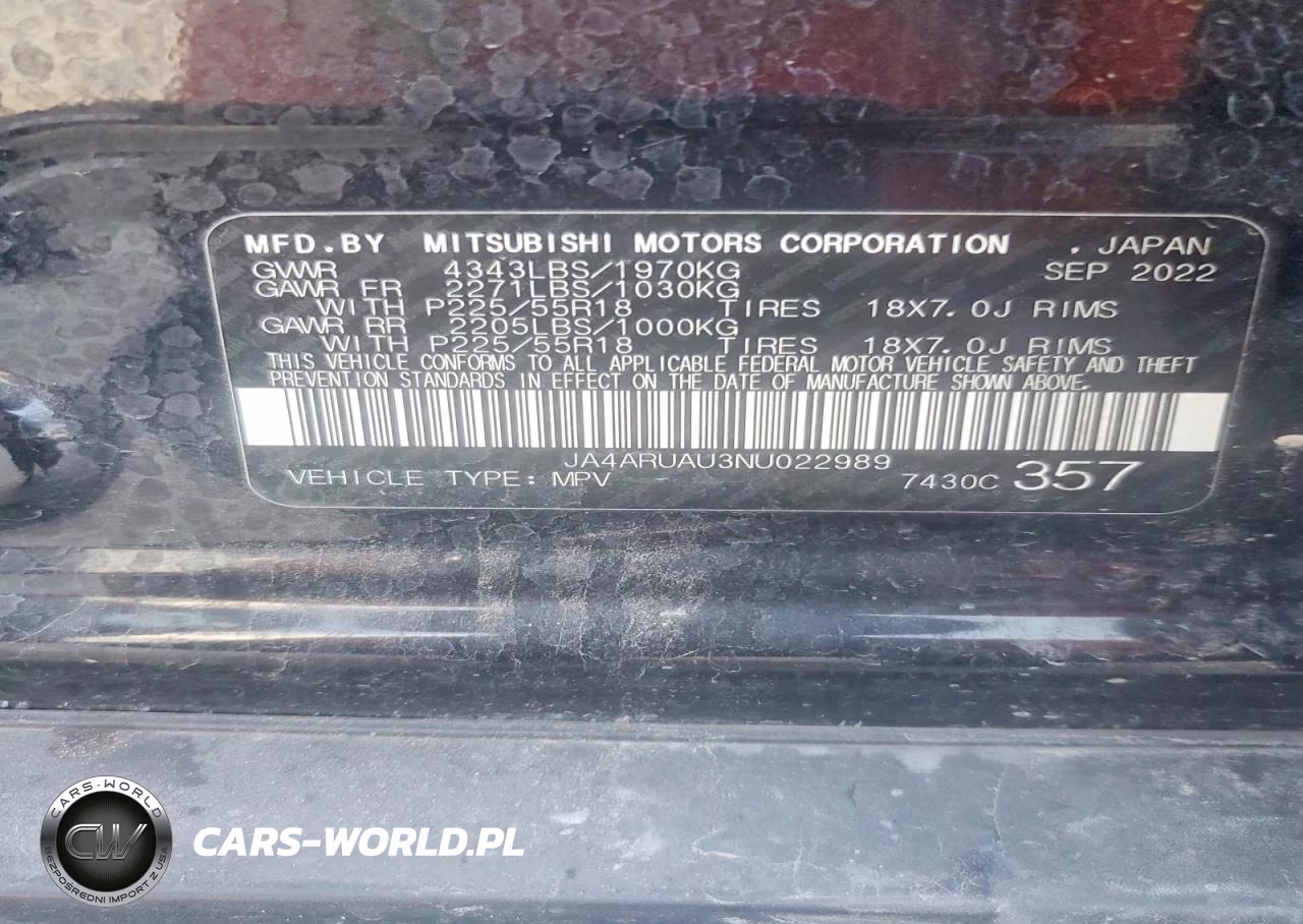 2022 Mitsubishi Outlander Sport Es VIN:JA4ARUAU3NU022989 - 13