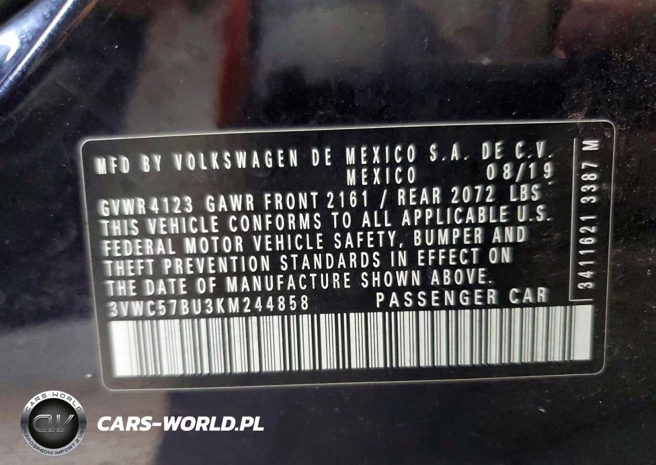 2019 Volkswagen Jetta S VIN:3VWC57BU3KM244858 - 12