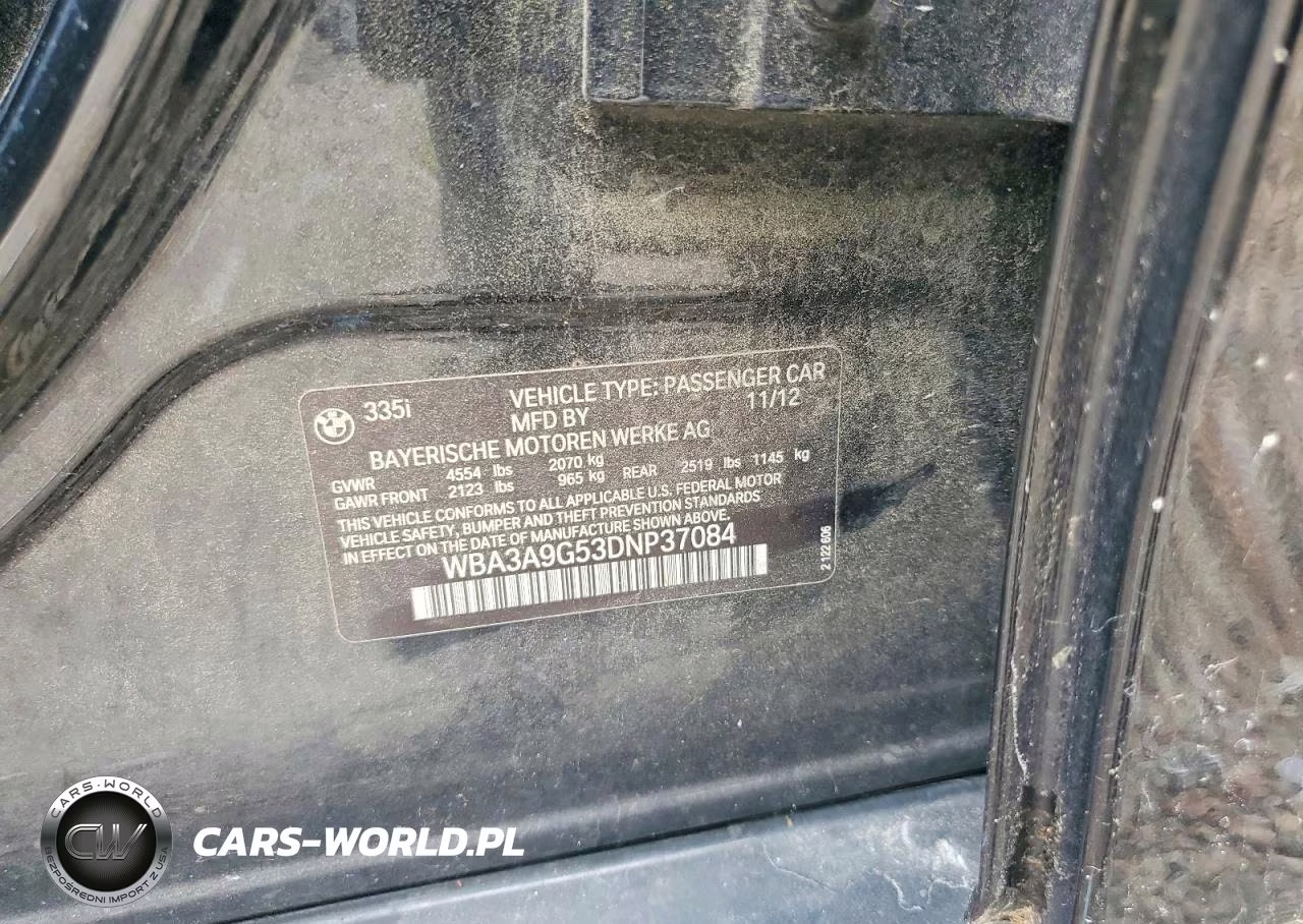 2013 BMW 335 I VIN:WBA3A9G53DNP37084 - 12