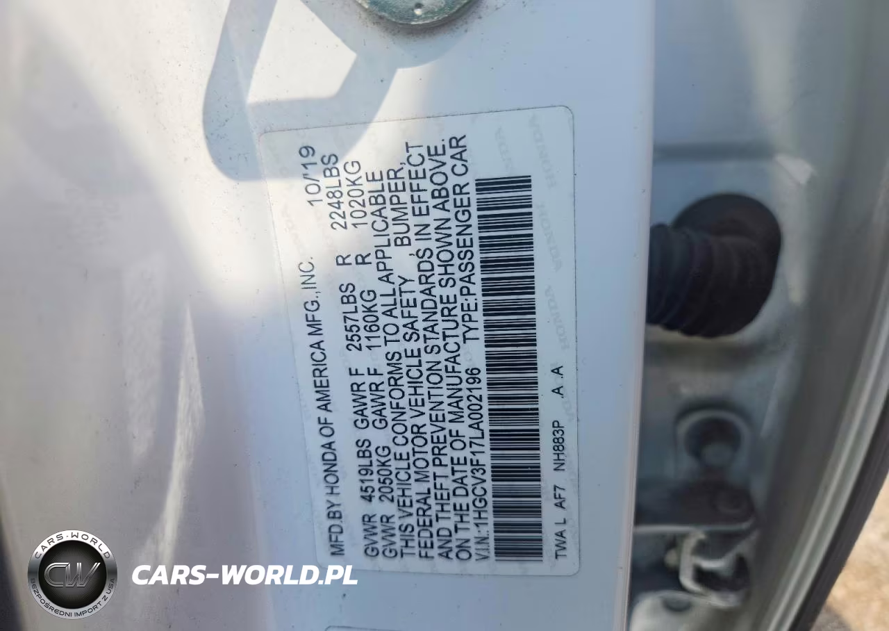 2020 Honda Accord Hybrid VIN:1HGCV3F17LA002196 - 12