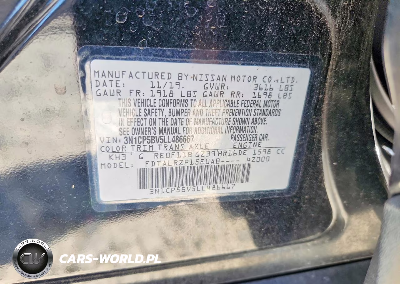 2020 Nissan Kicks S VIN:3N1CP5BV5LL486667 - 12