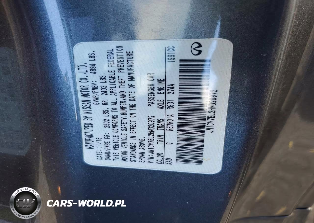 2017 Infiniti Q60 2.0T VIN:JN1CV7EL2HM320972 - 12
